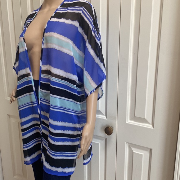 Easywear by Chico’s Womens Sheer Cover. Swimsuit coverup. Cardigan open front - Picture 3 of 12